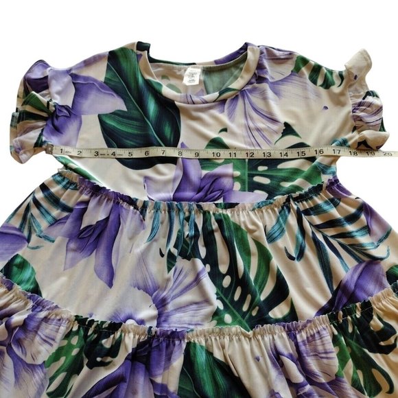 Sol RHR Top Womens Small Flutter Cuff Baby Doll Floral - Picture 4 of 9